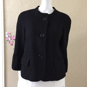 Talbots Black 3/4 Bell Ruffle Sleeve Jacket